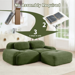 English Elm 82'' Modular L-shaped Sectional Sofa Corduroy Upholstery Curved Arms for Living Rooms Olive Green W714S01255
