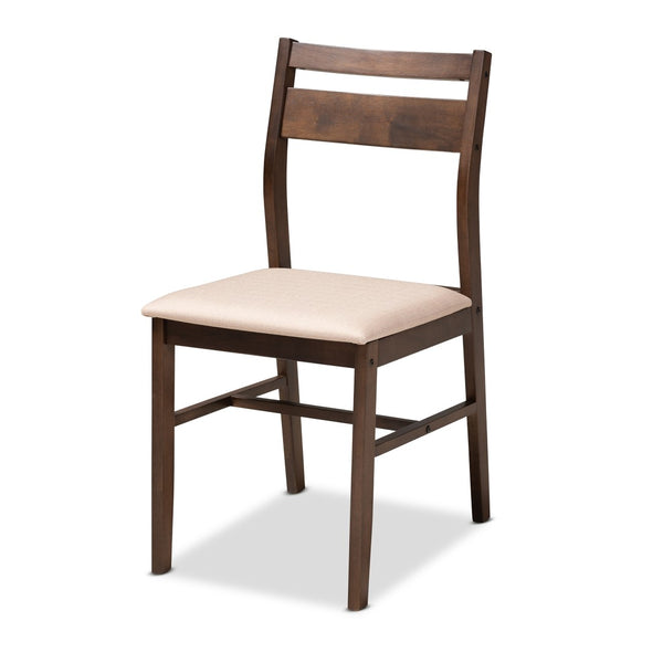 Baxton Studio Baxton Studio Lovy 5-Piece Modern Dining Set with Upholstered Chairs for Small Spaces and Style Beige Lovy Dining Set-Beige/Dark Walnut