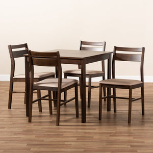 Baxton Studio Baxton Studio Lovy 5-Piece Modern Dining Set with Upholstered Chairs for Small Spaces and Style Beige Lovy Dining Set-Beige/Dark Walnut