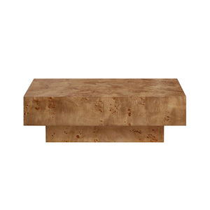 English Elm 43.31 Inch Burl Veneer Rectangular Coffee Table Mid-century Pedestal Base Living Room Walnut W2582P431212