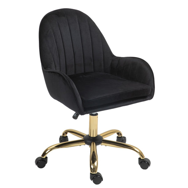 English Elm Velvet Swivel Chair with Gold Base Adjustable Glam Seat for Bedroom Vanity Office W1733P215112