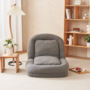 English Elm Triple Fold Down Sofa Bed – Compact, Metal Frame, Thick Cushion Comfort, Adjustable Back for Versatile Use Grey W244P196088