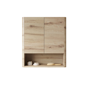 English Elm ZUNO 26" Wall Bathroom Cabinet with Soft-Close Doors, Open Shelf & Water-Resistant Oak Finish W2615P380427