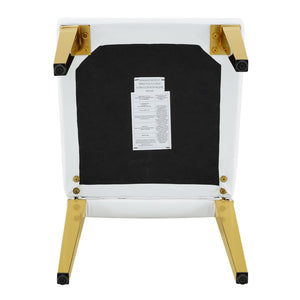 English Elm 4-piece Brown Suede Dining Chair Set with Tufted Back and Walnut Metal Legs White+Gold W1151P361154