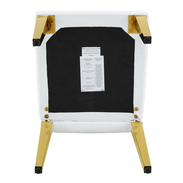 English Elm 4-piece Brown Suede Dining Chair Set with Tufted Back and Walnut Metal Legs White+Gold W1151P361156