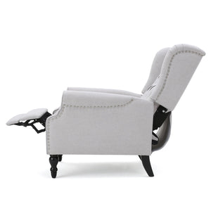 English Elm Christopher Knight Home® - Light Grey Tufted Fabric Arm Chair Recliner with Wingback Design, Button-Tufted Diamond Stitch Comfort and Pushback Recline, 28.5"W x 62"D Fully Reclined — Stylish Living Room Accent 56992.00LGY