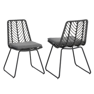 English Elm Christopher Knight Home® - DEJA Rattan Patio Chairs (2-Pack) with Gray Cushions, Iron Frame, 300 lb Capacity, Quick Assembly N762P240764E