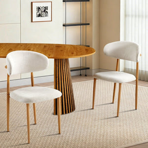 English Elm Dining Chairs Set of Two with Linen Cushions and Iron Legs for Farmhouse Kitchens Beige,Natural Wood W3590P457154