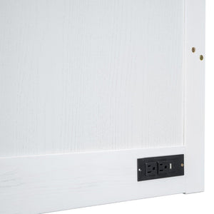 English Elm Queen Murphy Wall Bed with Pull Out Drawer and Built in Usb Charging Cabinet White N708P205905K
