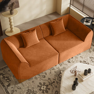 English Elm Compressed Memory Foam Sofa 2-Seater Lounger Daybed with Rectangular Pillow, Space-Saving Expandable Comfort Orange W3670S00005