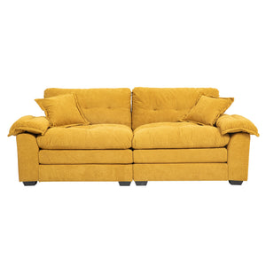 English Elm 84" Chenille Sofa Loveseat with Memory Foam & Pocket Springs, Plush Dual-Layer Comfort, Sturdy Frame Yellow W676S00012