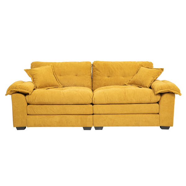 English Elm 84" Chenille Sofa Loveseat with Memory Foam & Pocket Springs, Plush Dual-Layer Comfort, Sturdy Frame Yellow W676S00012