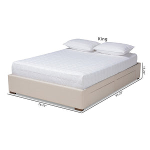Baxton Studio Baxton Studio Leni Modern Beige Upholstered King Size Platform Bed with 4 Drawers for Storage Solutions CF9045-Beige-King