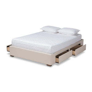 Baxton Studio Baxton Studio Leni Modern Beige Upholstered King Size Platform Bed with 4 Drawers for Storage Solutions CF9045-Beige-King