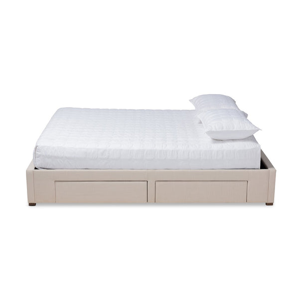Baxton Studio Baxton Studio Leni Modern Beige Upholstered King Size Platform Bed with 4 Drawers for Storage Solutions CF9045-Beige-King