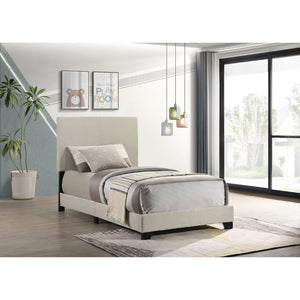 English Elm Efram Upholstered Twin Bed with Padded Headboard and Matte Black Wood Legs B062P441120