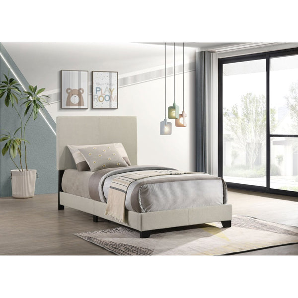 English Elm Efram Upholstered Twin Bed with Padded Headboard and Matte Black Wood Legs B062P441120
