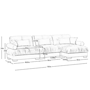 English Elm Super Comfort Oversized Modular Velvet Sectional Sofa With Movable Ottoman - Stylish, Deep Seating Bliss W714S01117-GIGA