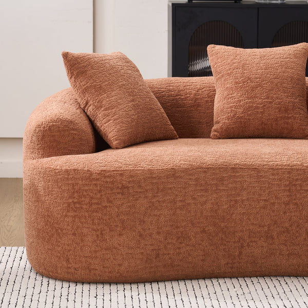English Elm LY-025S Curved Loveseat Sofa Compact 65" chenille upholstery, 30D foam with spring core, 300lb capacity, 3 pillows, apartment-friendly Coral W2231P292947