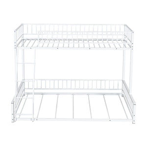English Elm Twin XL over Queen Metal Bunk Bed with Ladder and Guardrails, Space-Saving Sturdy Frame for Kids and Guests White N709P277756K