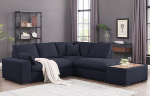 English Elm Joviel Woven Fabric Sectional with Chaise Ottoman Pocket Coil Living Room Sofa B2749S00249