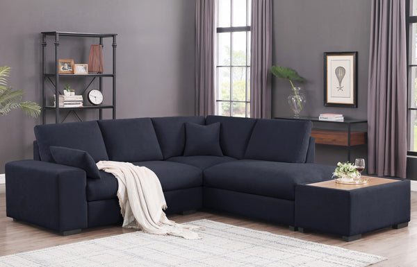 English Elm Joviel Woven Fabric Sectional with Chaise Ottoman Pocket Coil Living Room Sofa B2749S00249