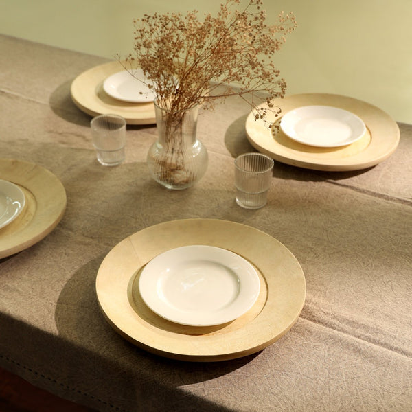 English Elm Handcrafted 13" Wooden Charger Plate – Rustic Tableware For Elegant Dining & Sustainable Style B346P321278