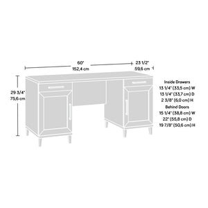 English Elm Desk, Sleek Black Engineered Wood Workspace With Ample Surface, Cable Management & Easy Assembly B356P402681