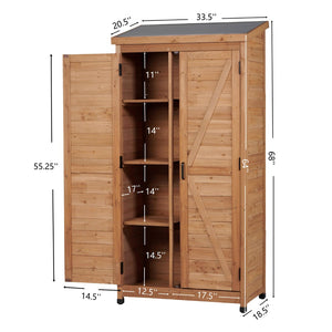 English Elm Outdoor Cedar Storage Cabinet Farmhouse Vertical Shed for Backyard Patio Garden Tools W2640P291256