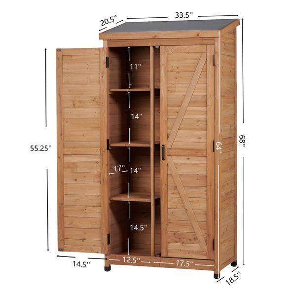 English Elm Outdoor Cedar Storage Cabinet Farmhouse Vertical Shed for Backyard Patio Garden Tools W2640P291256