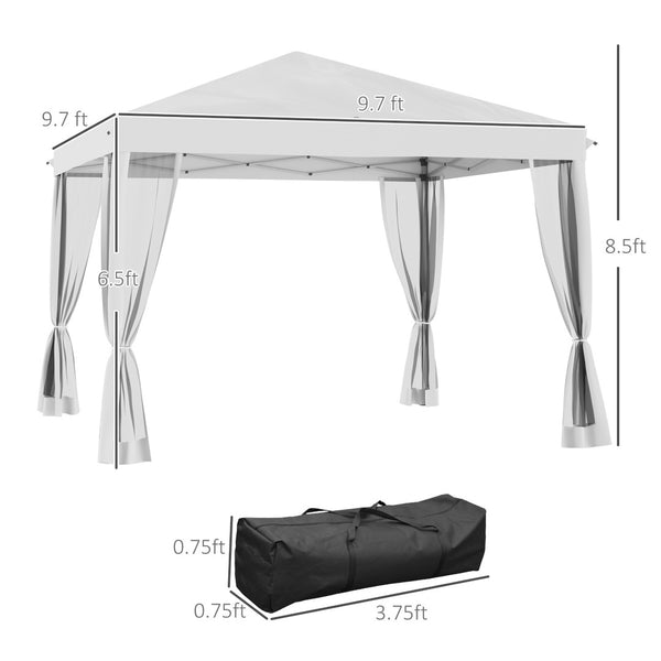 English Elm Height Adjustable 10x10 Pop up Canopy with Mesh Walls Steel Frame Uv Protection T3971P425602
