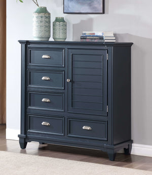 English Elm Transitional Elegant Five-Drawer Chest with Antique Hardware and Deep Storage for Clutter-Free Bedroom Slate Blue 21 L x 51 W x 53 H B2741P383855