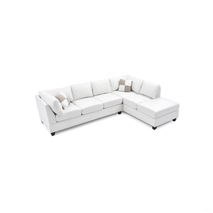 English Elm Malone Sectional Sofa - Modern White Pu Upholstery, Customizable Layout, Durable Comfort & Style! B078S00065