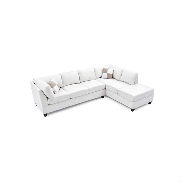 English Elm Malone Sectional Sofa - Modern White Pu Upholstery, Customizable Layout, Durable Comfort & Style! B078S00065