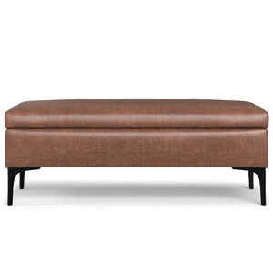 English Elm Rebecca Large Coffee Table Storage Ottoman - Stylish Faux Leather, Lift-Up Lid, Versatile Seating Solution B136P252692-GIGA