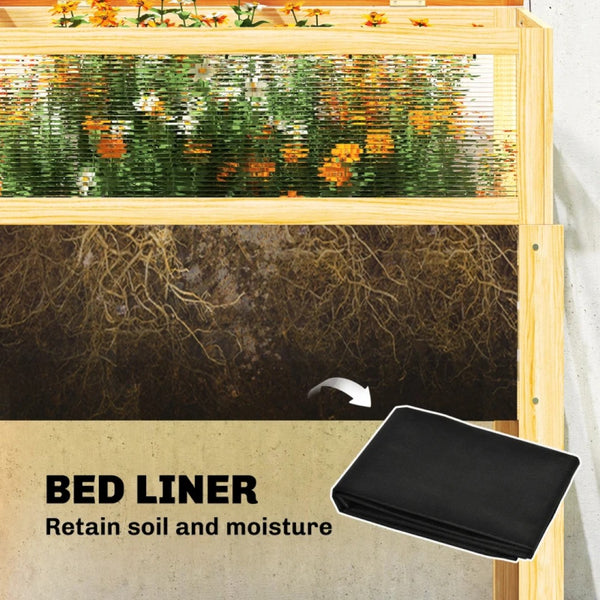 English Elm Flowers Elevated Fir Wood Raised Planter with Cold Frame Greenhouse Lid for Patio Gardens Natural Wood T3971P476376