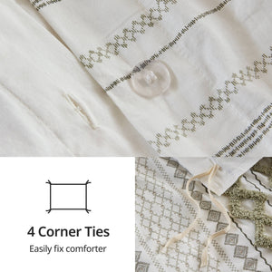 JLA Home INK+IVY - Cotton Imani Duvet Cover Mini Set — Geometric Tufted Chenille Accent, Breathable OEKO-TEX Cotton, Easy-Care Closure 92 L x 88 W x 0.13H II12-1348