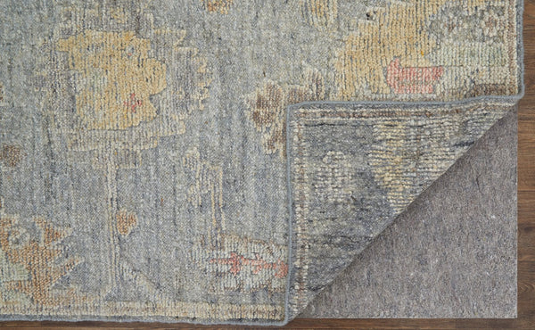 Feizy Rugs Grafton Hand-knotted Wool Rug - Luxurious Floral Design With Rich Afghan Heritage For Any Space Blue,Gray,Yellow Wool Gft69fmfblugrye50