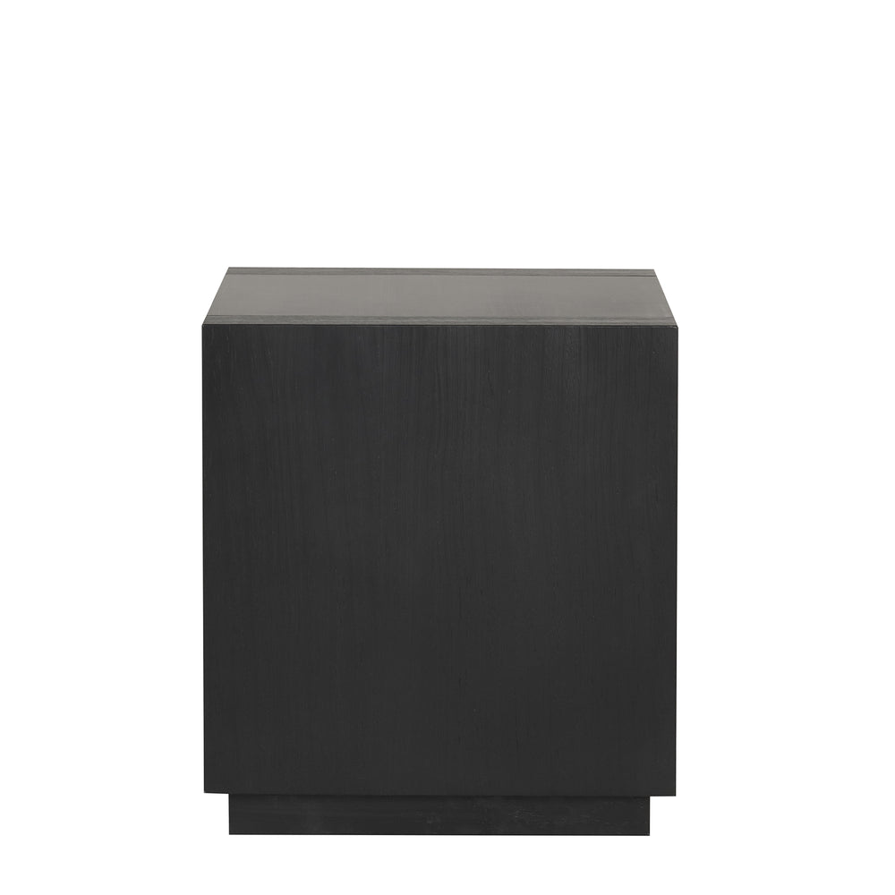 English Elm Contemporary Square End Table With Open Shelf And Plinth Base - Elegant Black Finish For Living Rooms B2741P395380