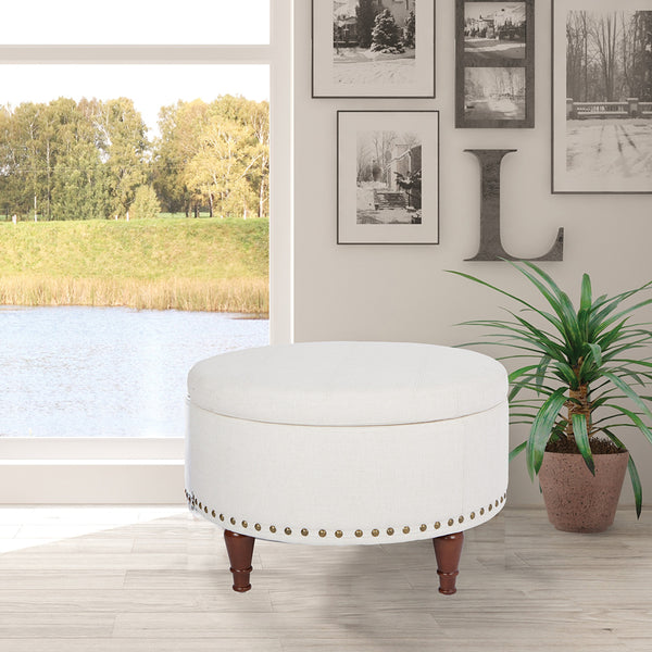 OSP Home Furnishings Alloway Storage Ottoman Linen