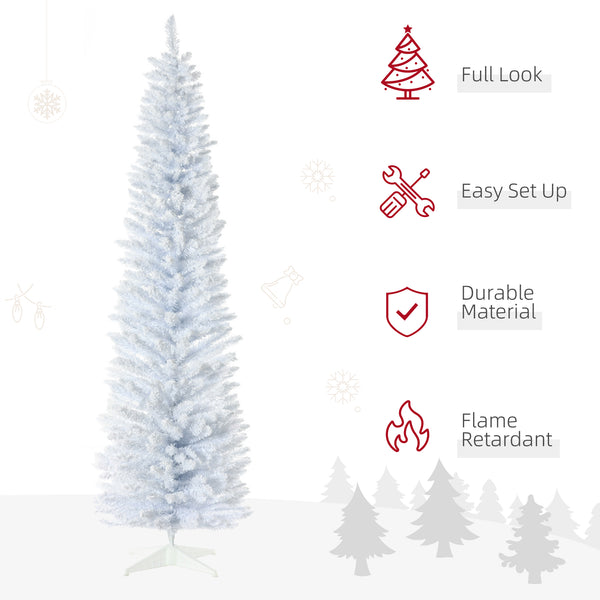 English Elm Homcom 7' Snow Flocked Pencil Christmas Tree - Slim, Realistic Indoor Holiday Decor For Small Spaces W2225P217080
