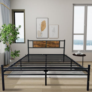 English Elm Twin Platform Bed with Wood Headboard Steel Frame No Box Spring Guest Room W3286P308720