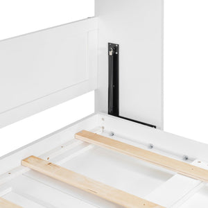 English Elm Twin-size Murphy Wall Bed with Led Lighting Usb Outlet and Decorative Printed Panel White LP000355AAK