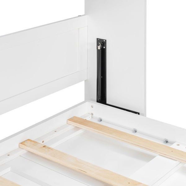 English Elm Twin-size Murphy Wall Bed with Led Lighting Usb Outlet and Decorative Printed Panel White LP000355AAK
