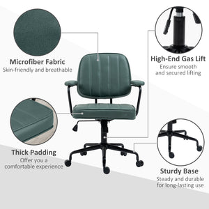 English Elm Vinsetto Ergonomic Home Office Chair Green - Adjustable Height Tilt, Microfiber Comfort, 264 lb Capacity W2225P173828