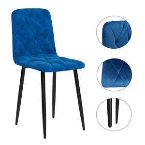English Elm Dining PU Leather Chairs Set of 4 — Easy-Clean Upholstered Seats with Sturdy Iron Legs, Modern Comfort Blue W578P191316