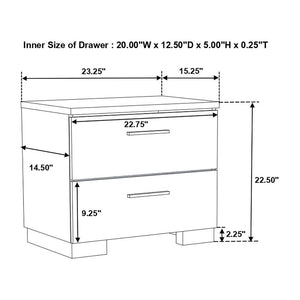 English Elm 2-drawer White High Gloss Nightstand with Chrome Handles & Base, Modern Luxe Storage for Bedrooms B016P254558