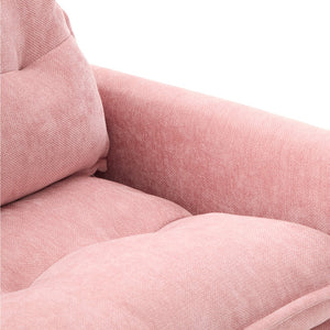 English Elm UNITED Swivel Barrel Chair with Chenille Upholstery, 360° Smooth Rotation, Padded Arm Comfort and Side Pockets for Living Room Relaxation Pink W1568P290091