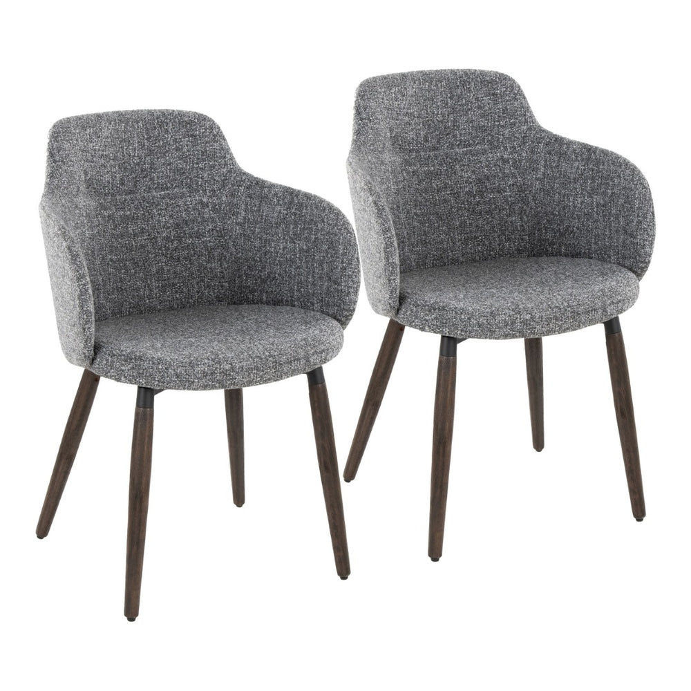English Elm Dining/accent Chair Set of 2 Walnut Wood Legs Grey Upholstered Farmhouse Seating B202S02191