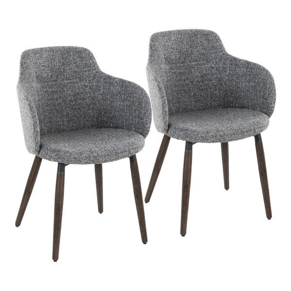 English Elm Dining/accent Chair Set of 2 Walnut Wood Legs Grey Upholstered Farmhouse Seating B202S02191